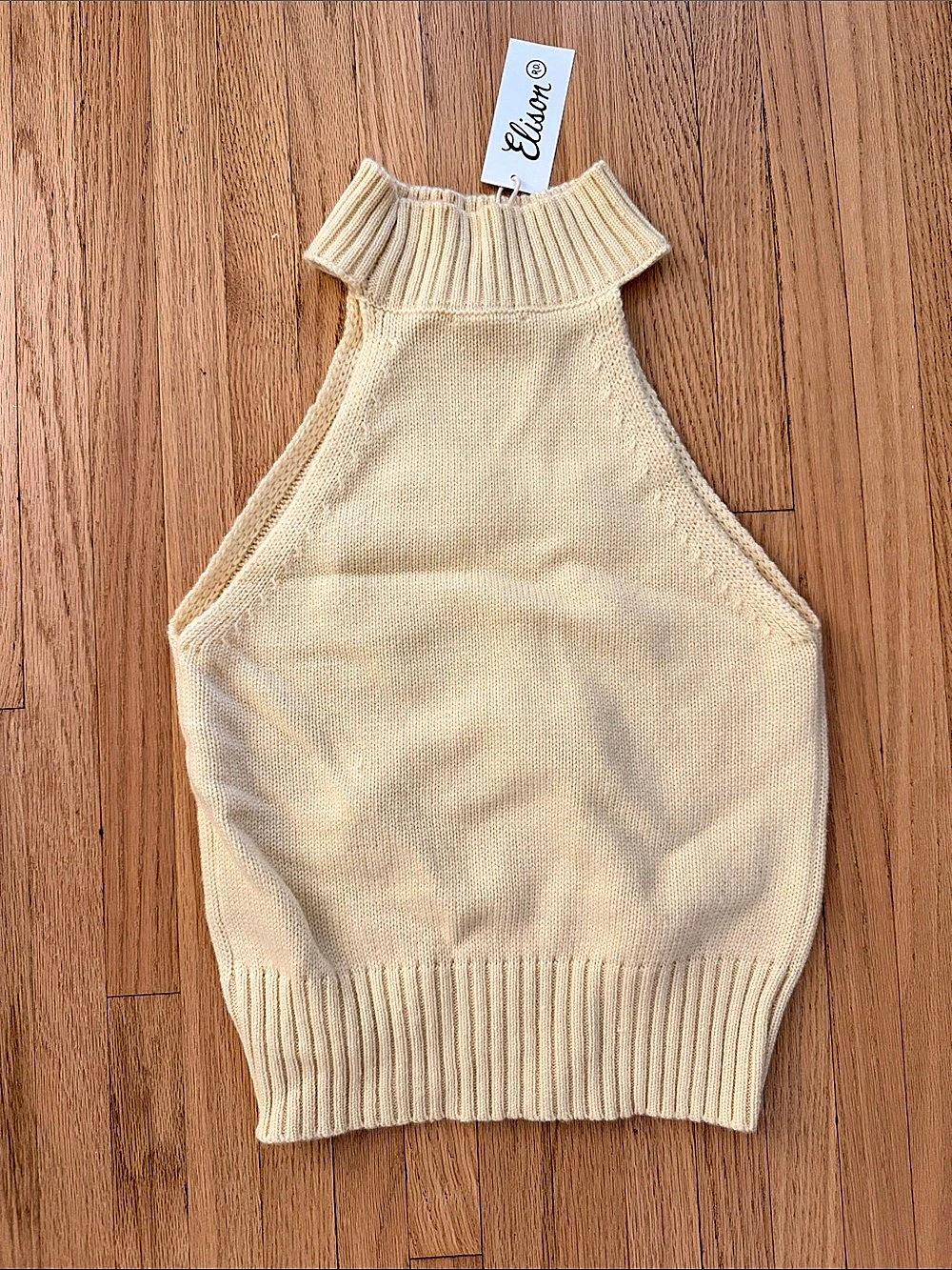 Fashion Nova Ribbed Knit Halter Sweater Cream NWT